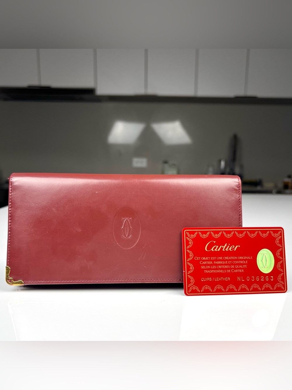 Cartier Must De Long Burgundy Red Wallet